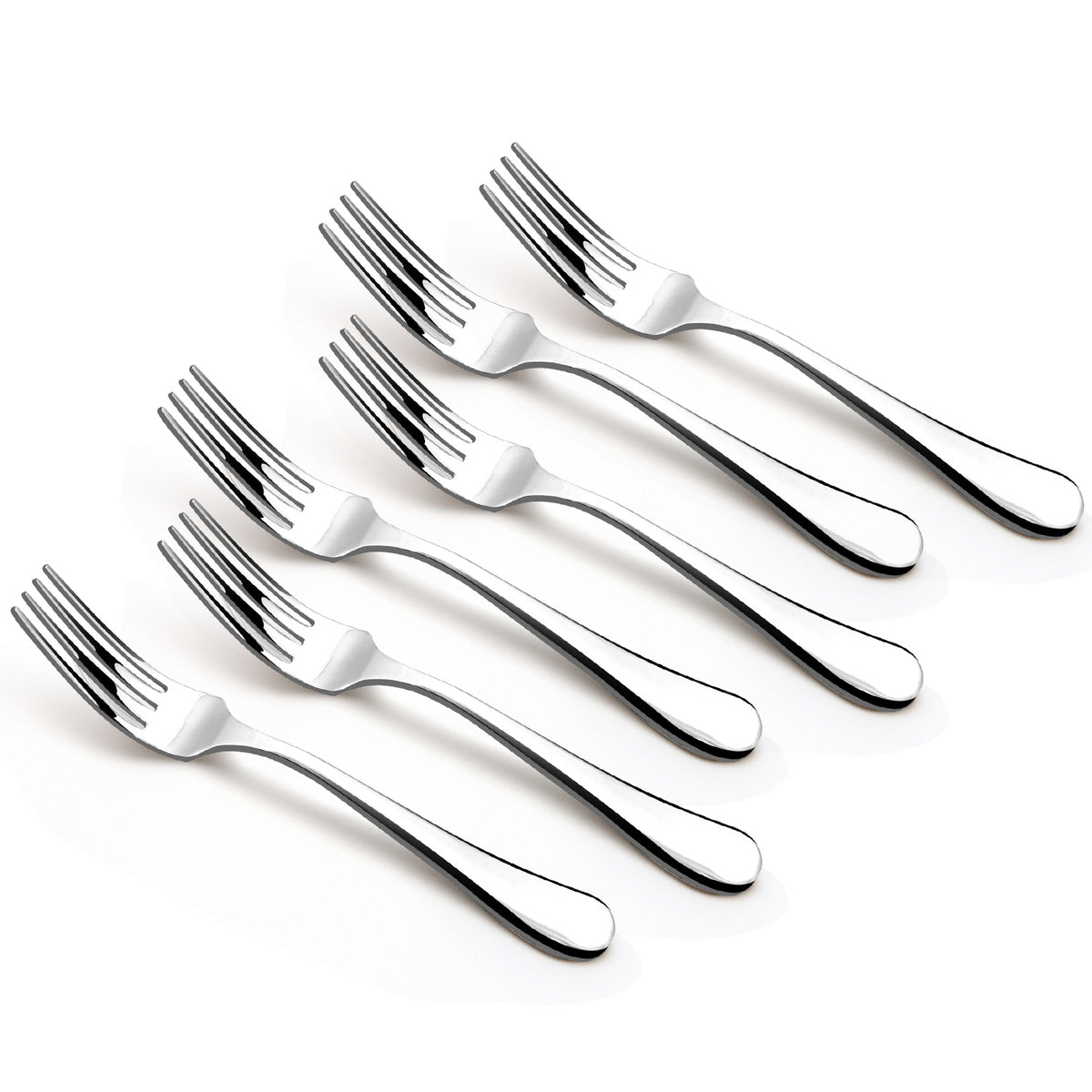 Bergner BE Essentials Baguette Stainless Steel 6 Pcs Dinner Fork Set, 19cm Long Non-Magnetic Steel Premium Forks, 1.6mm Thickness - Silver