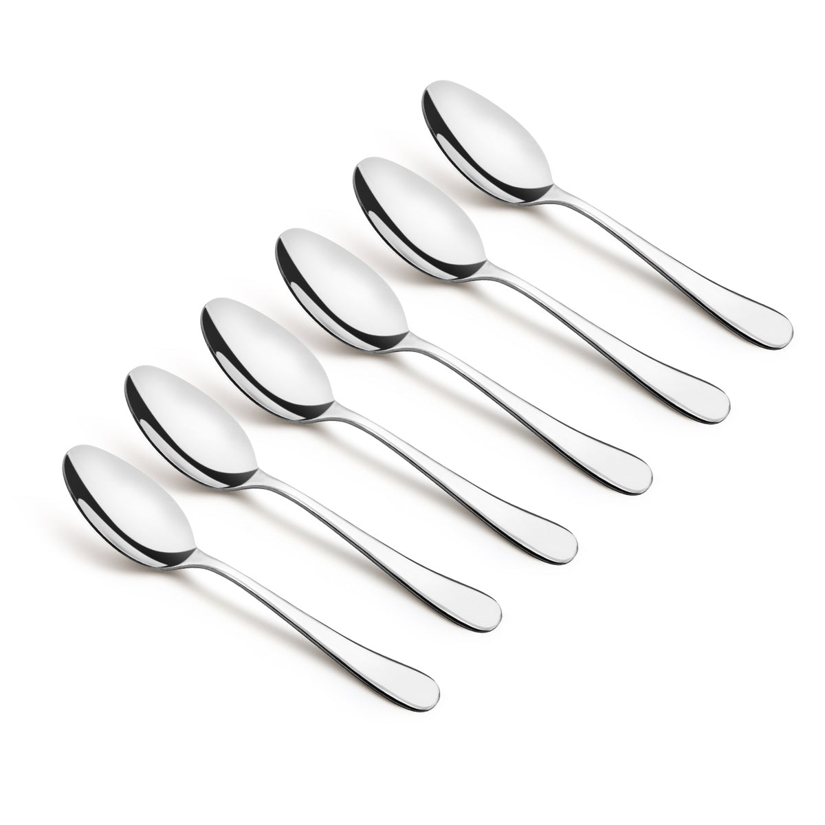 Bergner BE Essentials Baguette Stainless Steel 6 Pcs Tea Spoon Set, 14.5cm Long Non-Magnetic Premium Spoons, 1.5mm Thickness - Silver