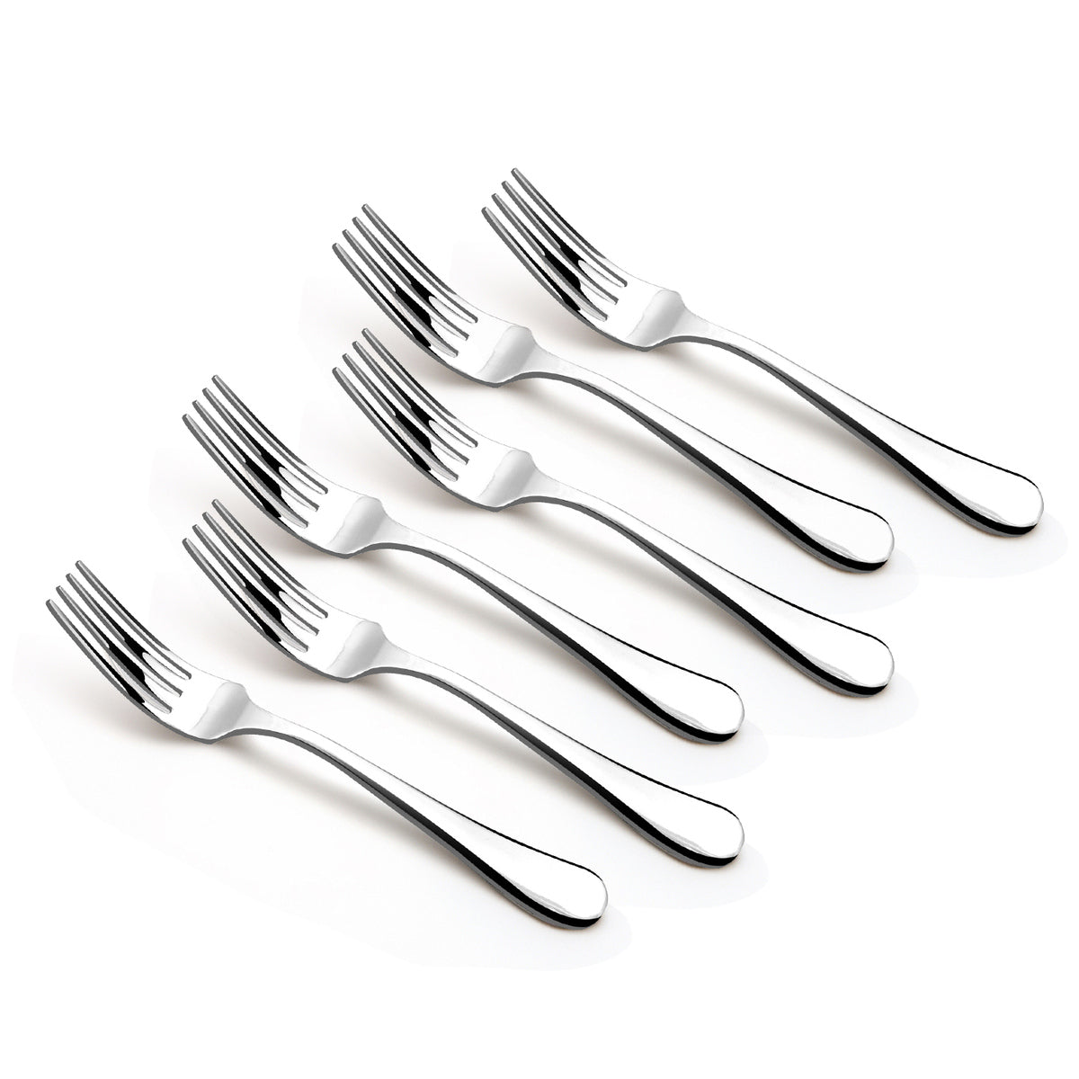 Bergner BE Essentials Baguette Stainless Steel 6 Pcs Baby Fork Set, 16cm Long Non-Magnetic Premium Baby Forks for Toddler, 1.5mm Thickness - Silver