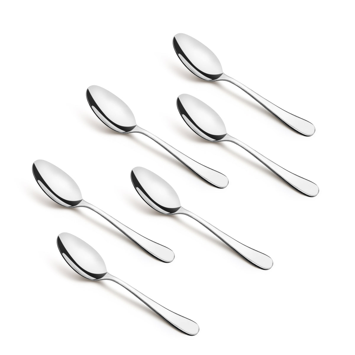 Bergner BE Essentials Baguette Stainless Steel 6 Pcs Spice Spoon Set, 11cm Long Non-Magnetic Premium Spice Spoons, 2mm Thickness - Silver