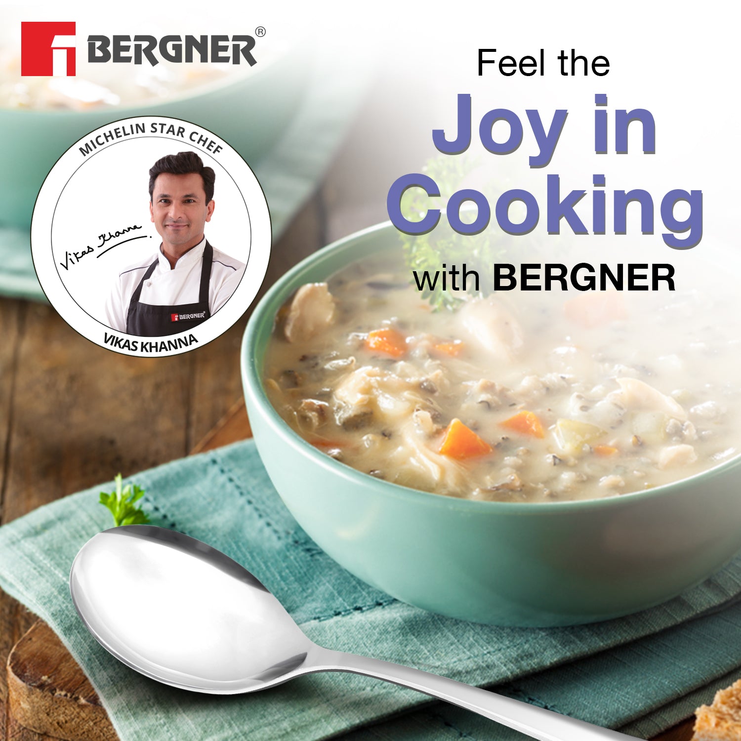 BE Essentials Baguette Soup Spoon Set of 6 (Silver)