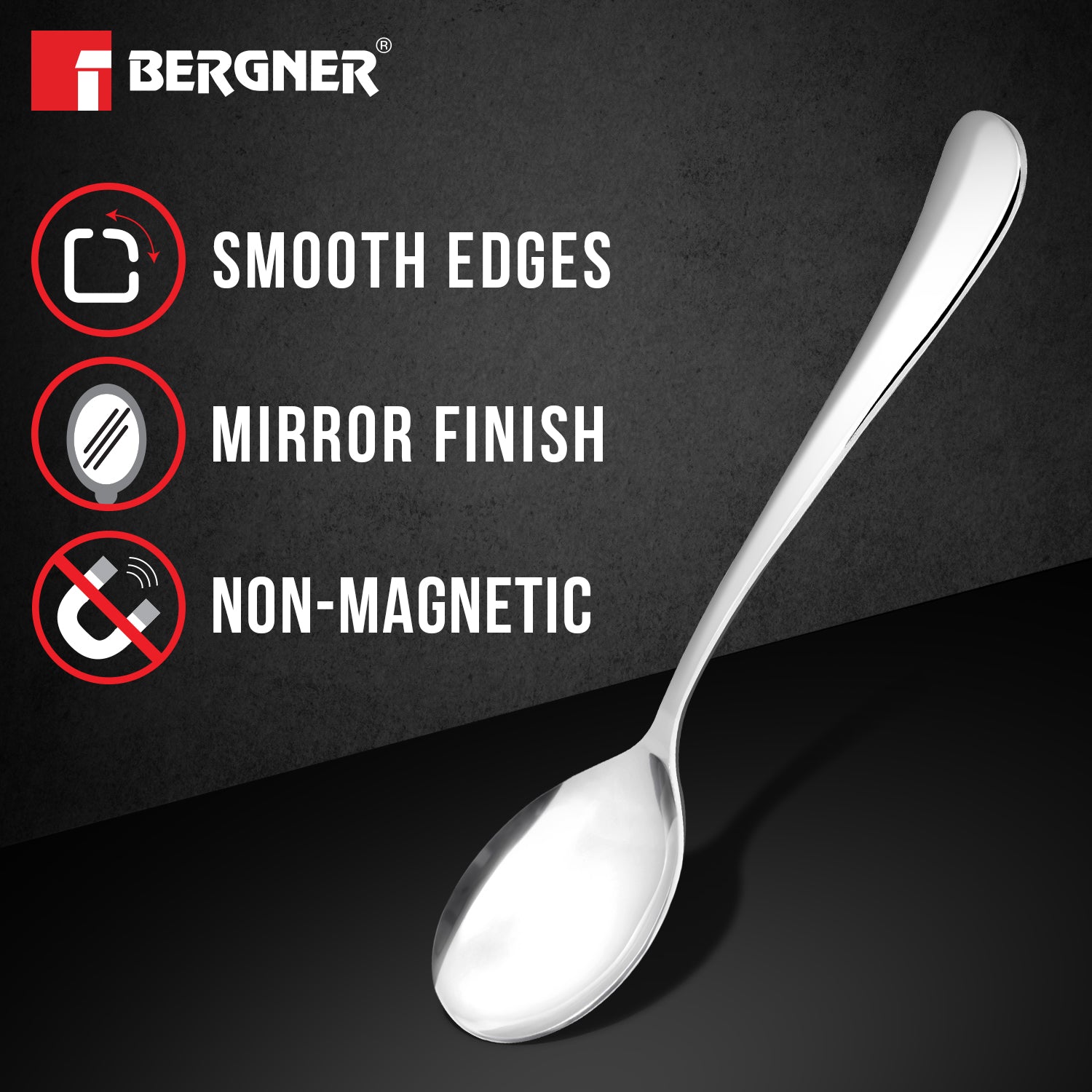 BE Essentials Baguette Soup Spoon Set of 6 (Silver)