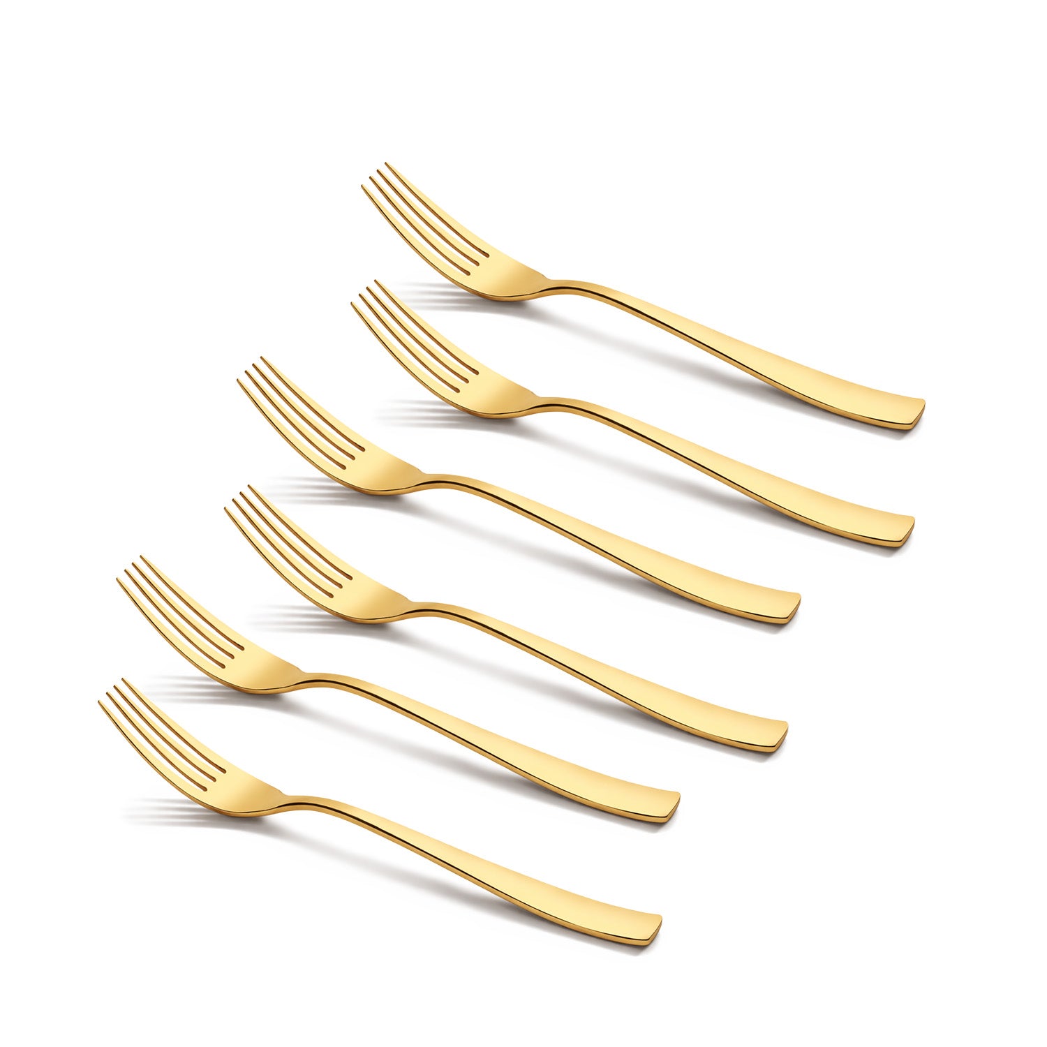 BE Essentials Caviar Stainless Steel 6 Pcs Baby Fork Set - Gold PVD
