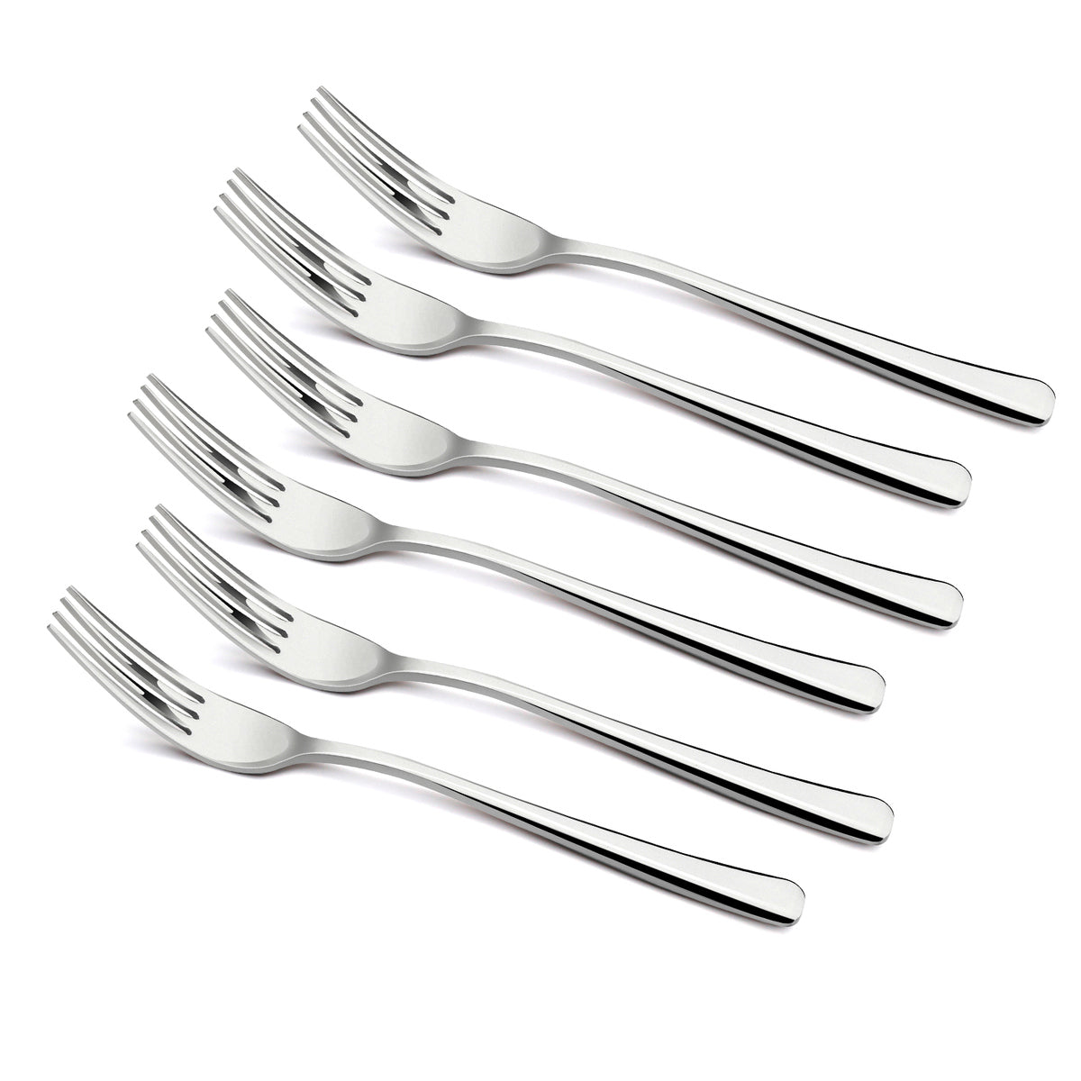 Bergner BE Essentials Lucia Stainless Steel 6 Pcs Dinner Fork Set, 18.5cm Long Fork, 3mm Thickness - Silver