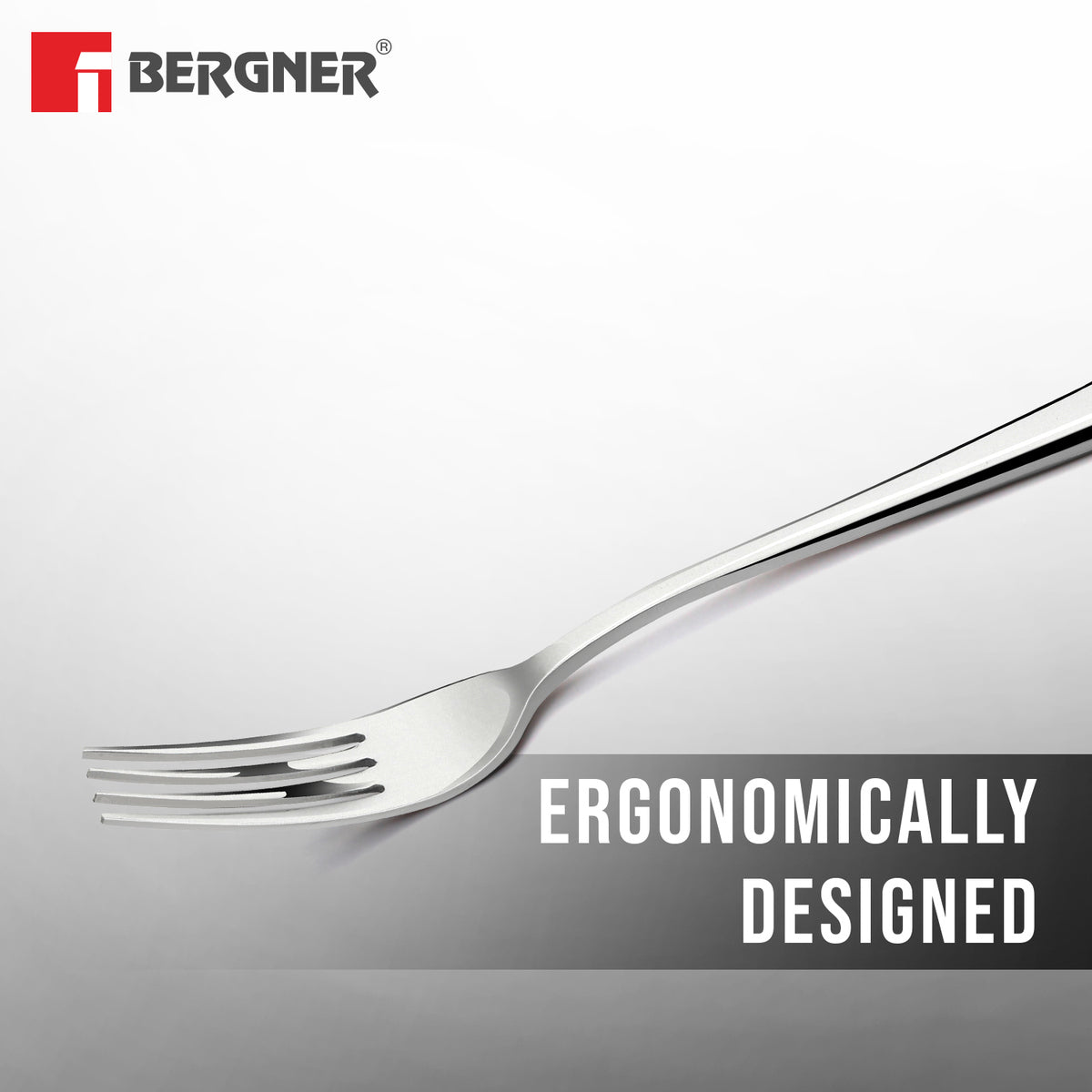 Bergner BE Essentials Lucia Stainless Steel 6 Pcs Dinner Fork Set, 18.5cm Long Fork, 3mm Thickness - Silver