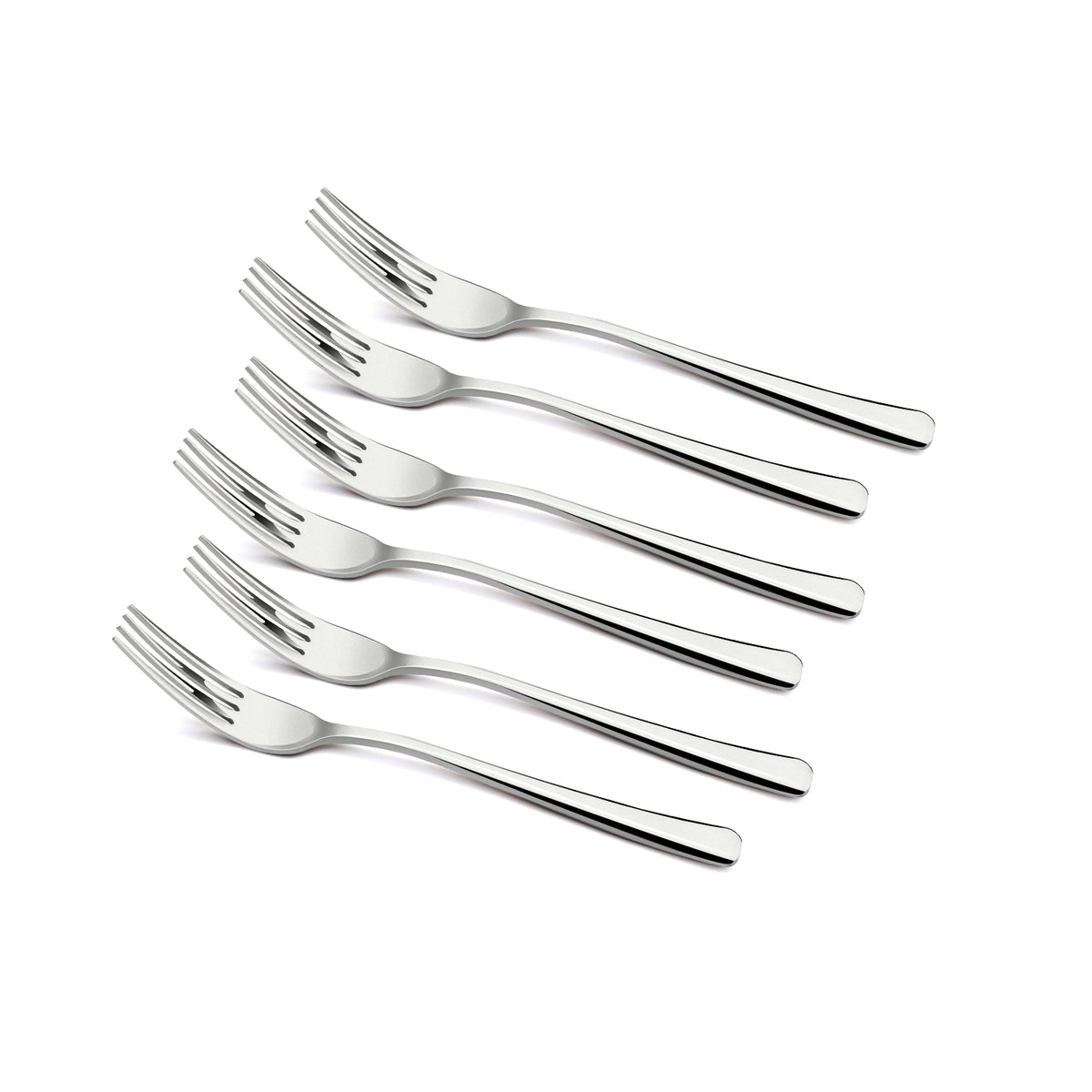 Bergner BE Essentials Lucia Stainless Steel 6 Pcs Baby Fork Set, 16cm Long Fork, 2.5mm Thickness - Silver