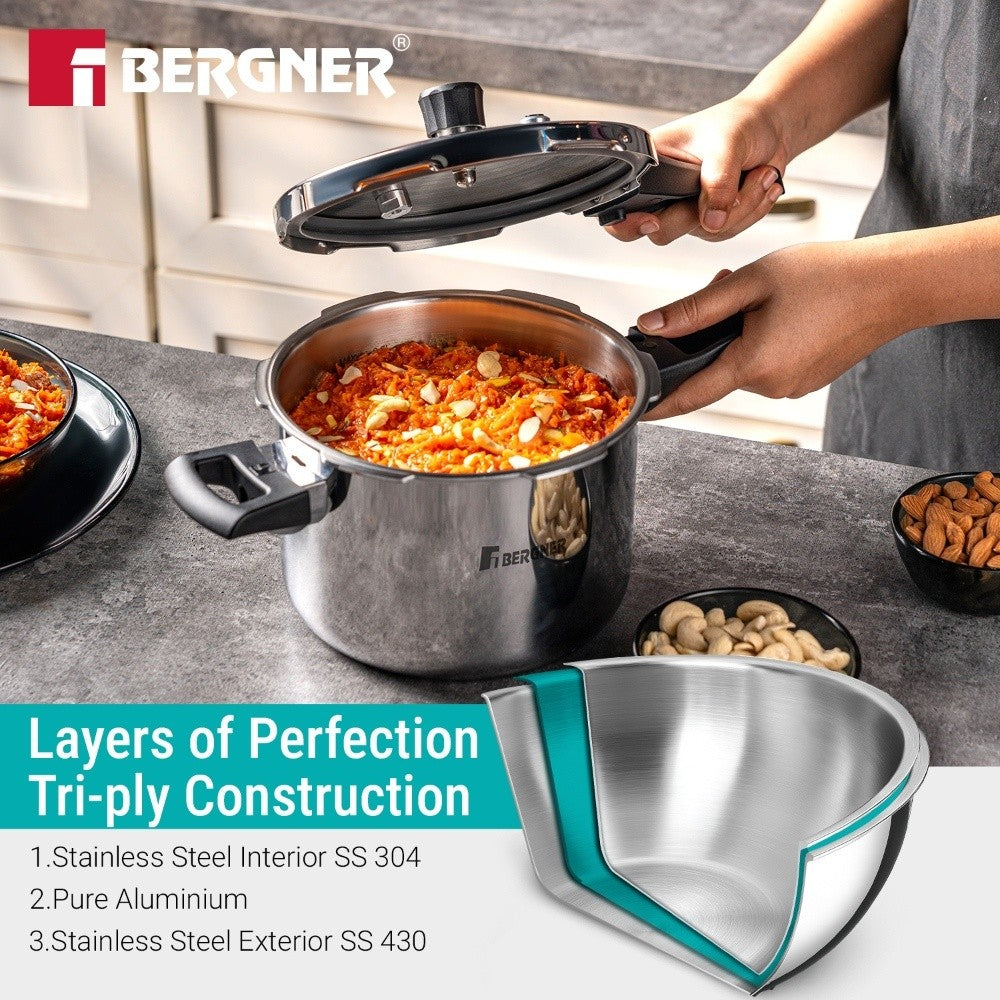 Argent Classic Triply 2.5 L Outer Lid Pressure Cooker - Induction Bottom