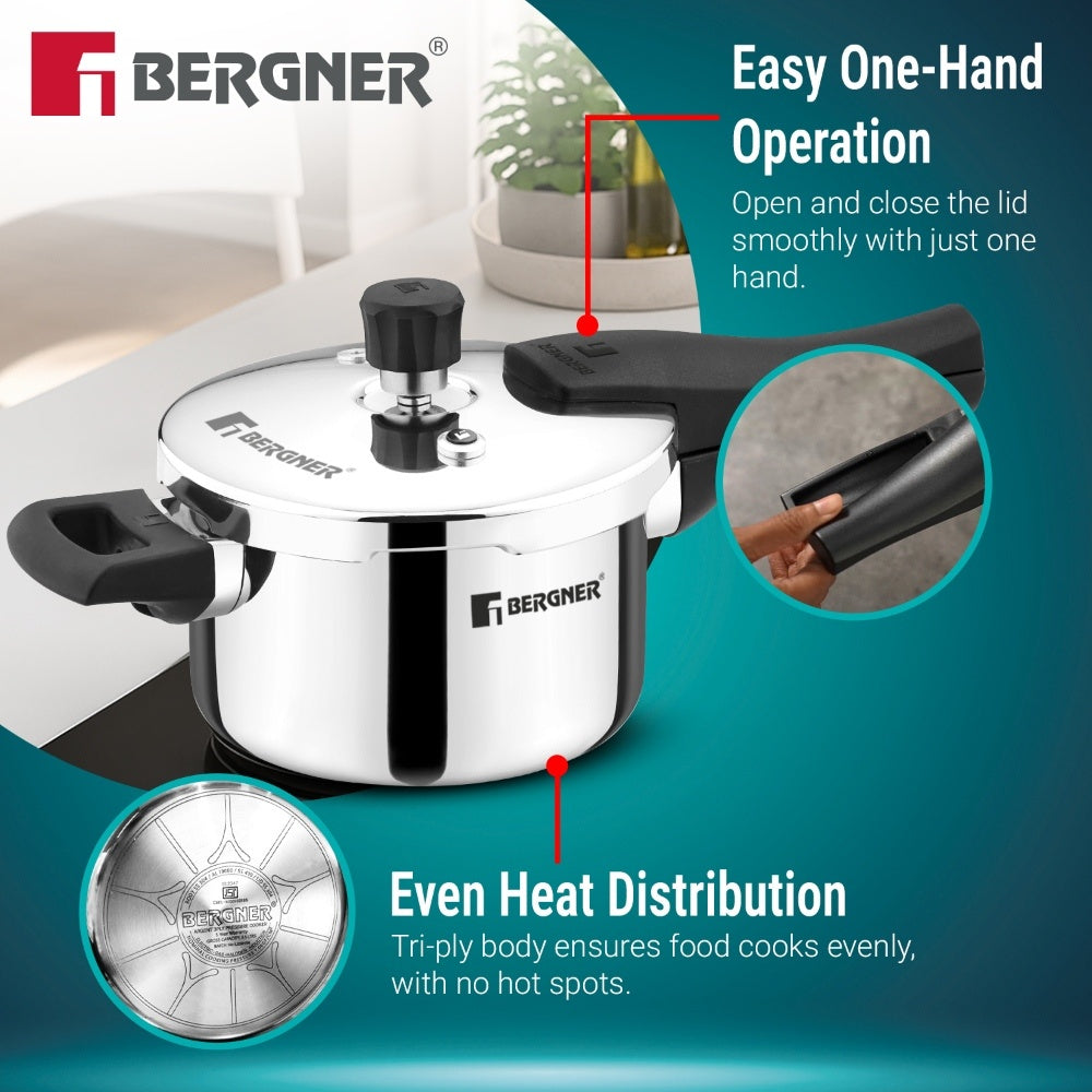 Argent Classic Triply 2.5 L Outer Lid Pressure Cooker - Induction Bottom