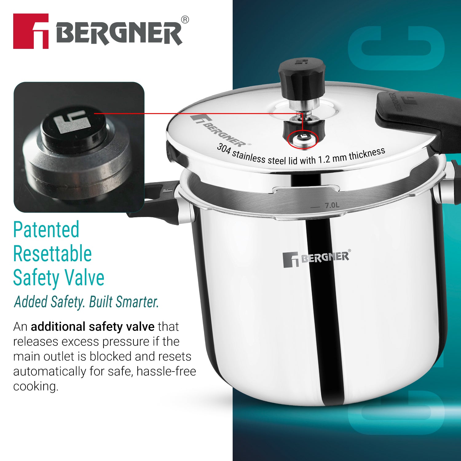 Argent Classic Pressure Cooker 10L Triply