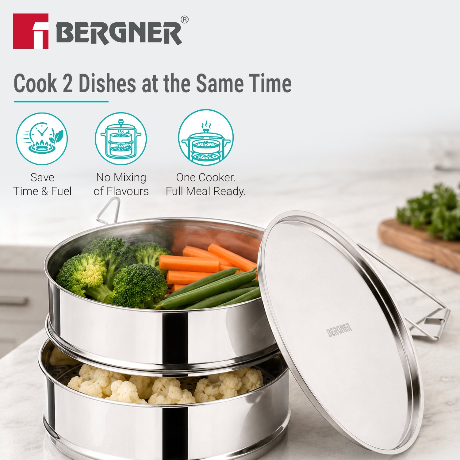Argent Classic Stainless Steel 2 Tier Pressure Cooker Separator