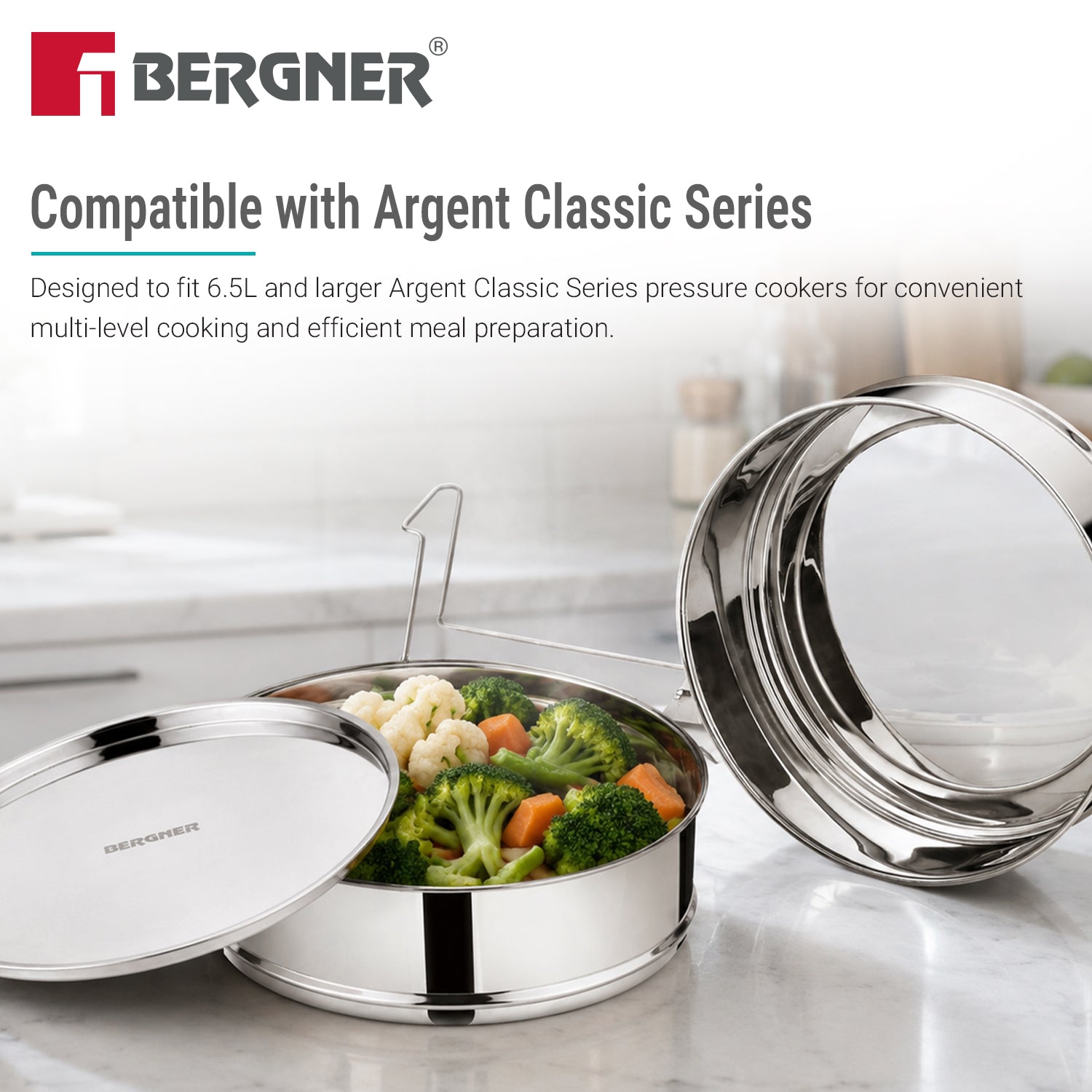 Argent Classic Stainless Steel 2 Tier Pressure Cooker Separator
