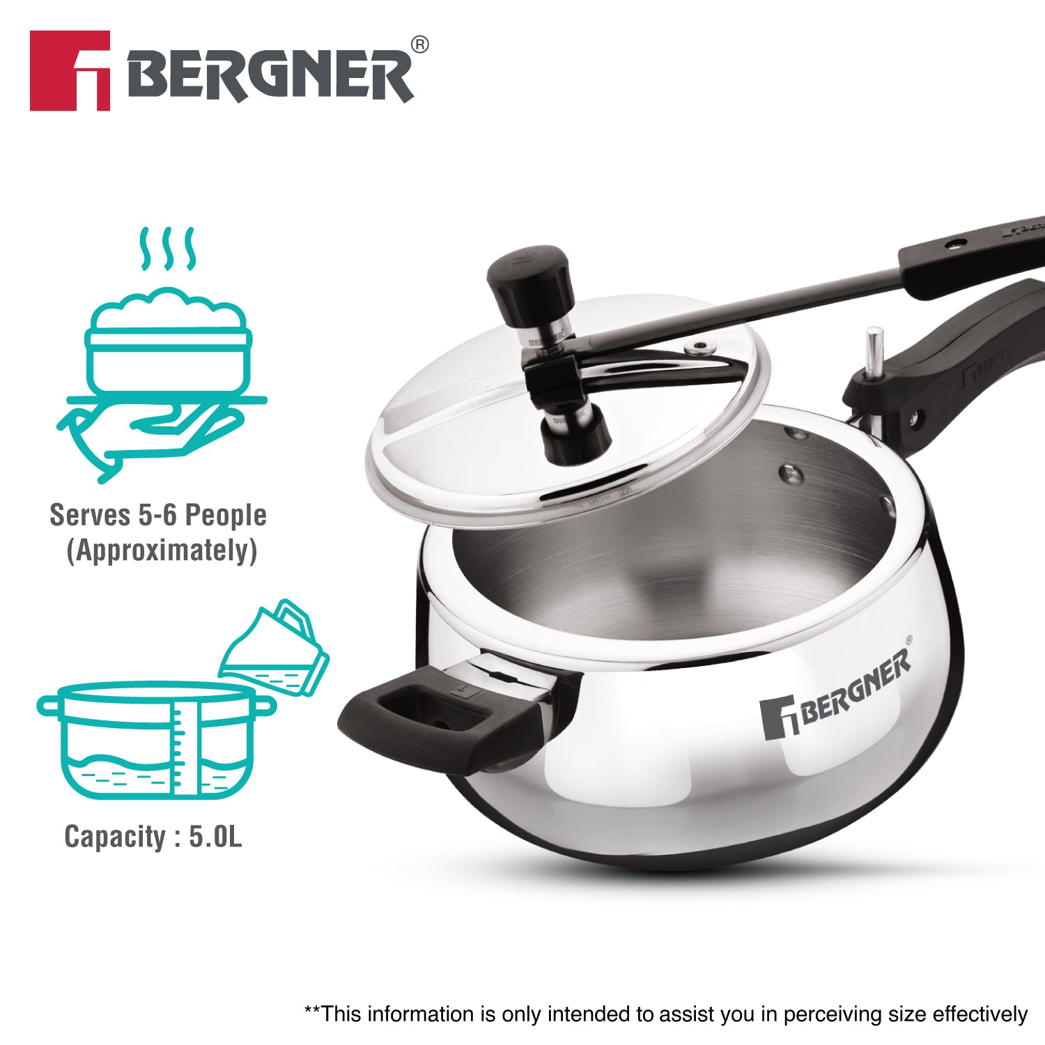 Shouraya Tri-ply Stainless Steel Inner Lid Belly 5 L Pressure Cooker