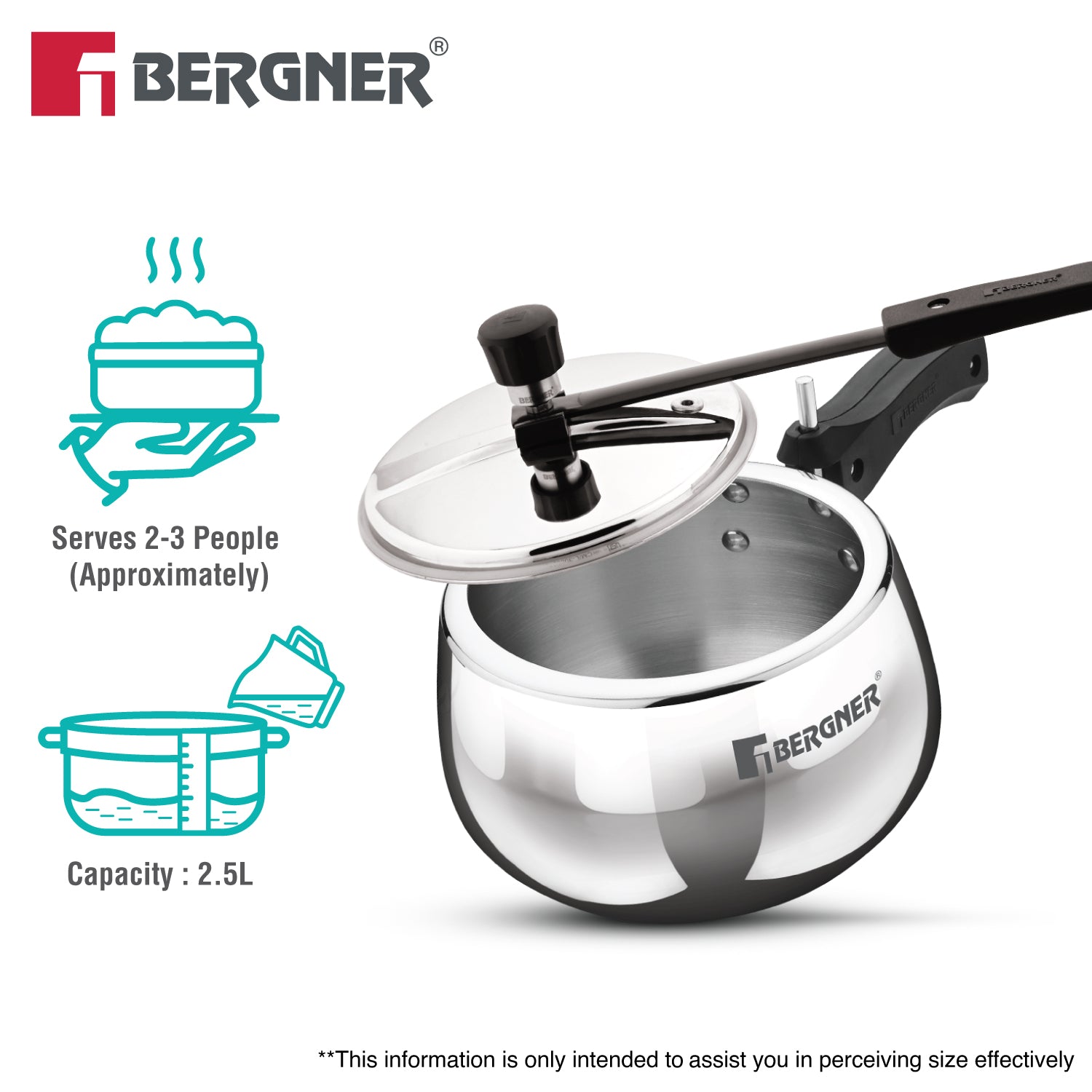 Shouraya TriPly Stainless Steel Inner Lid Belly Pressure Cooker 2.5 L