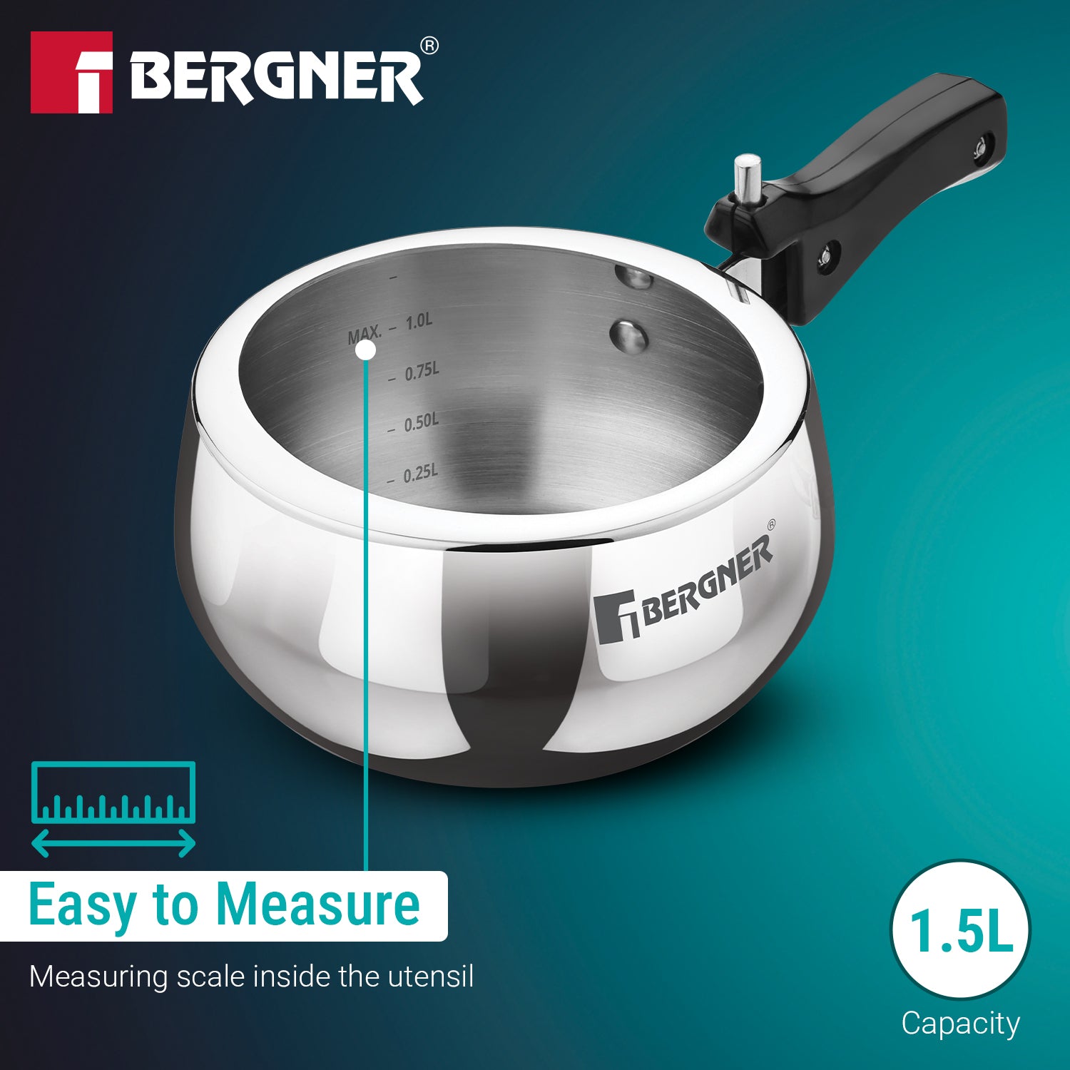 Shouraya TriPly Stainless Steel Inner Lid Belly Pressure Cooker 1.5 L