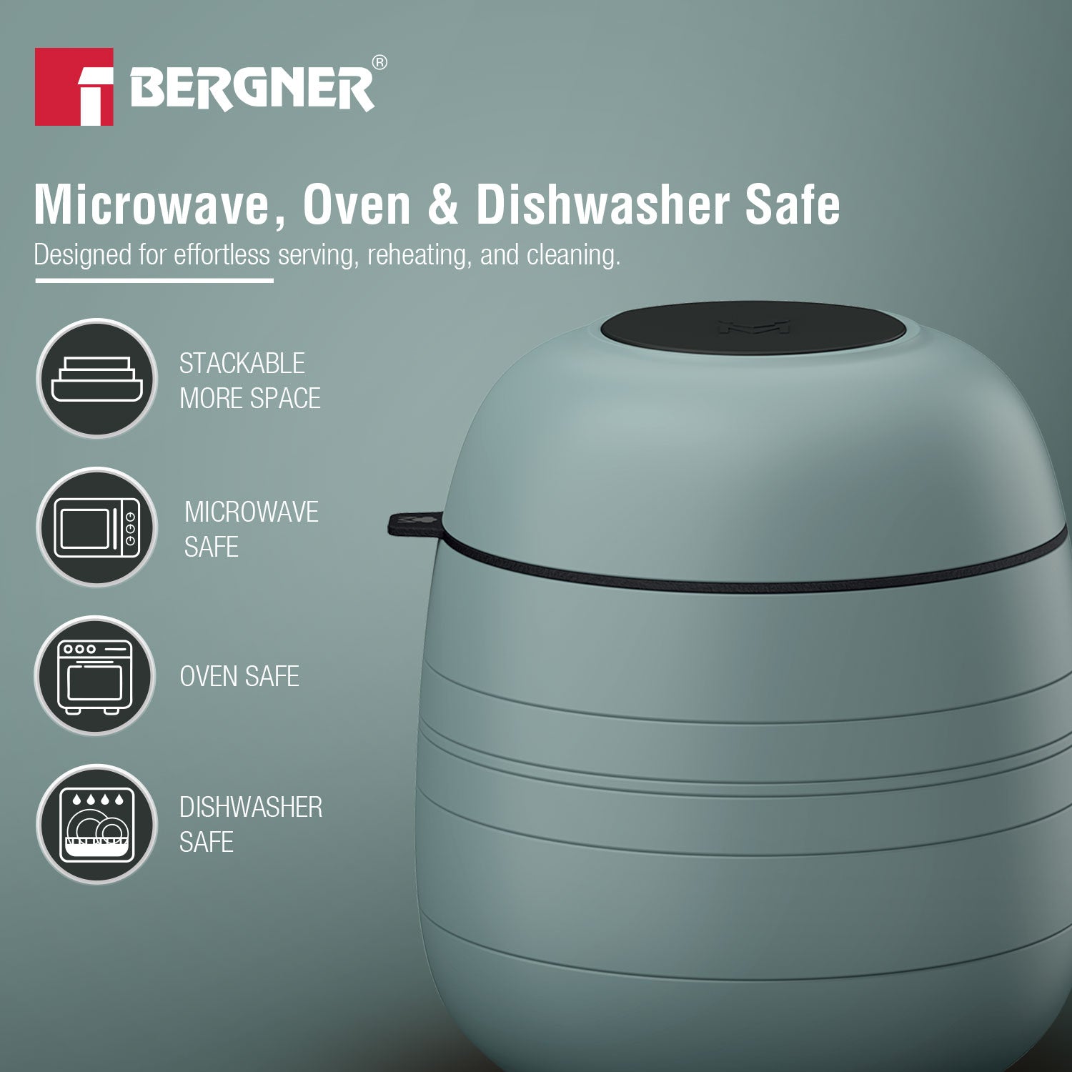 MasterPRO by Bergner Share Play Stoneware 9 Pcs Dinnerware Set - Dusty Blue