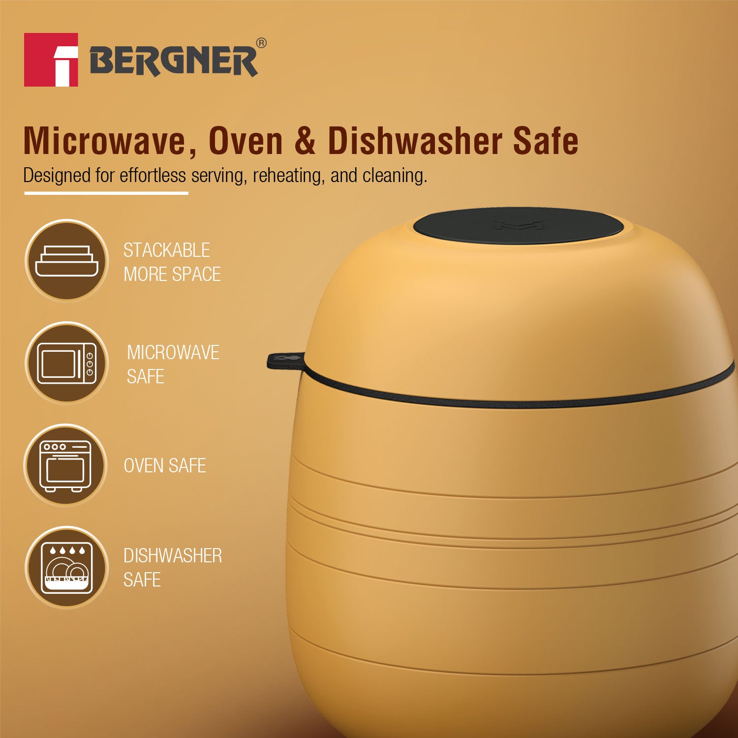 MasterPRO by Bergner Share Play Stoneware 9 Pcs Dinnerware Set - Mustard Yellow