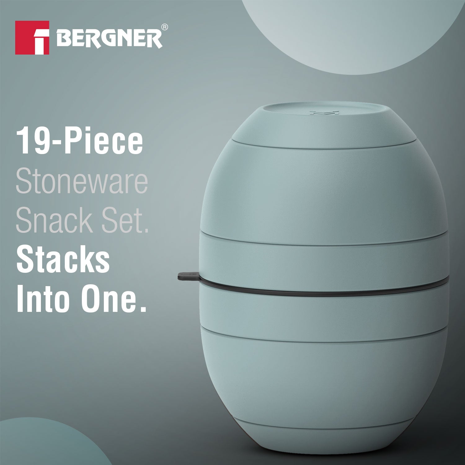 MasterPRO by Bergner Share Play Stoneware 19 Pcs Snackware Set - Dusty Blue