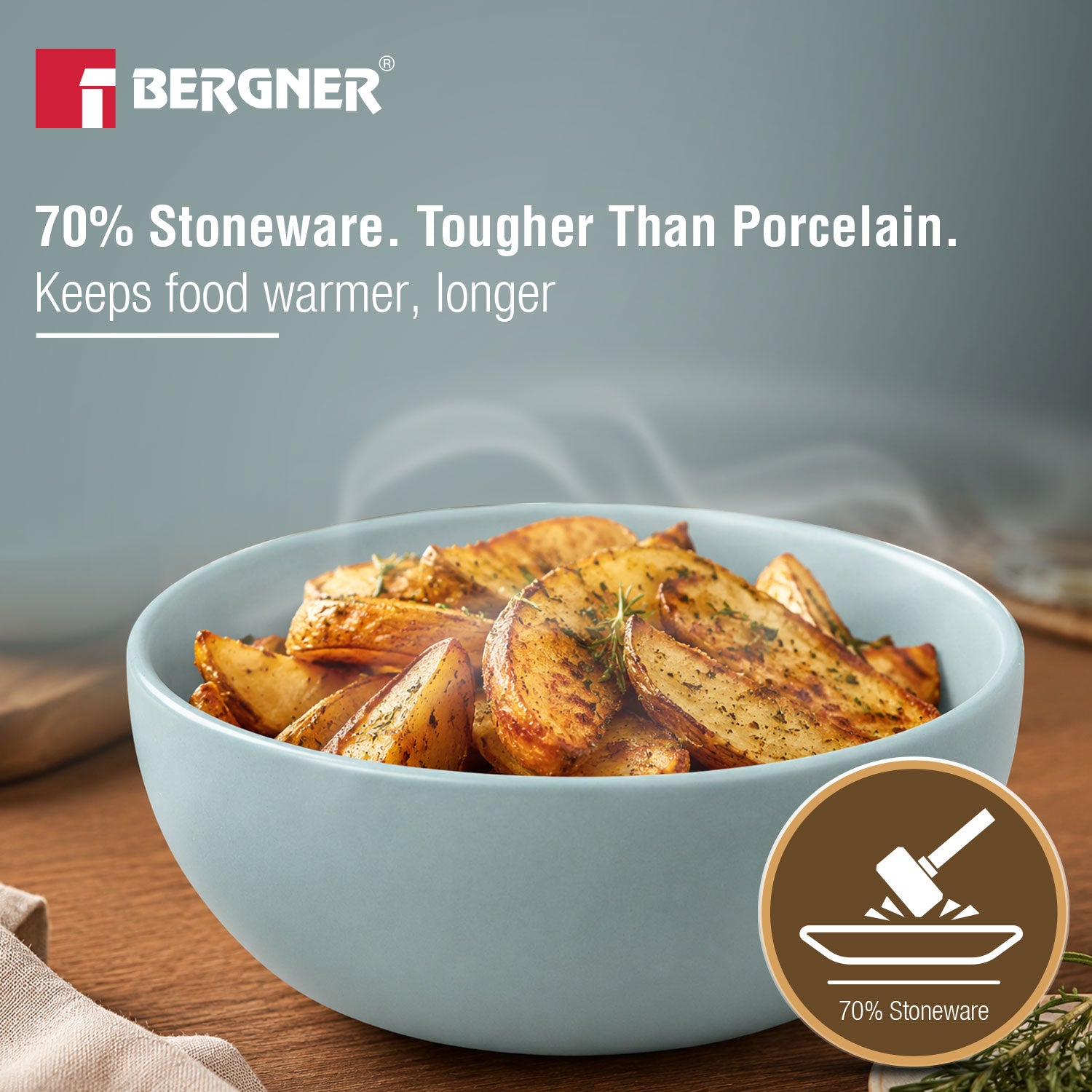 MasterPRO by Bergner Share Play Stoneware 19 Pcs Snackware Set - Dusty Blue
