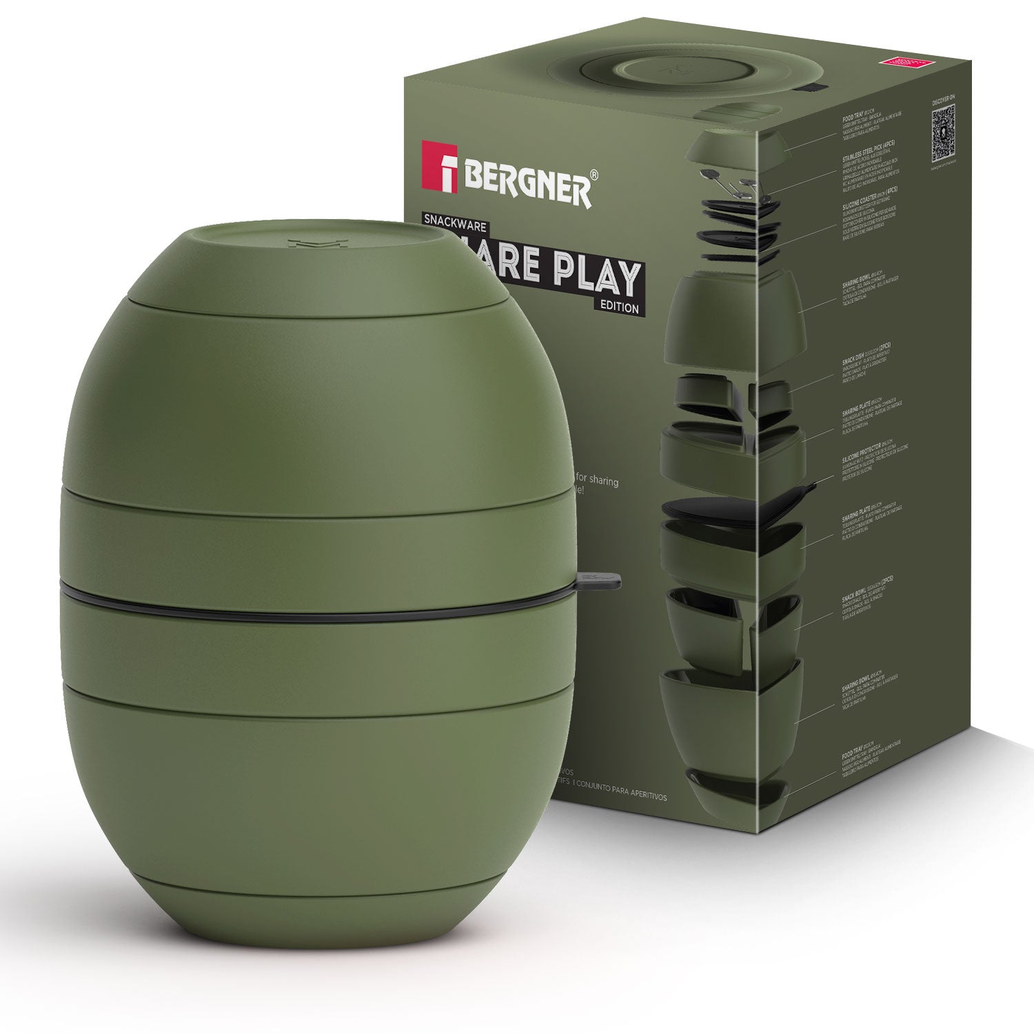 MasterPRO by Bergner Share Play Stoneware 19 Pcs Snackware Set - Sage Green