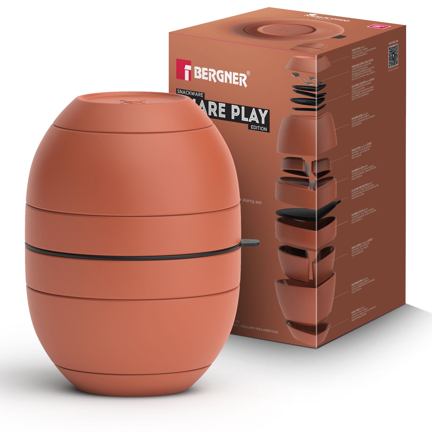 MasterPRO by Bergner Share Play Stoneware 19 Pcs Snackware Set - Clay Orange
