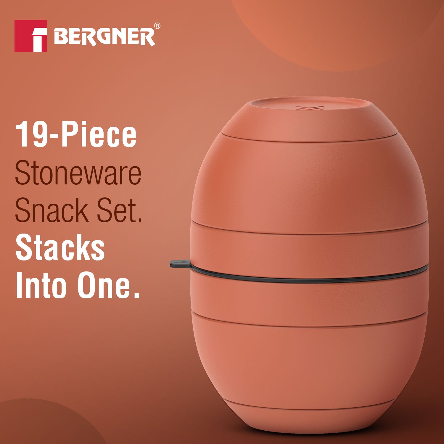 MasterPRO by Bergner Share Play Stoneware 19 Pcs Snackware Set - Clay Orange