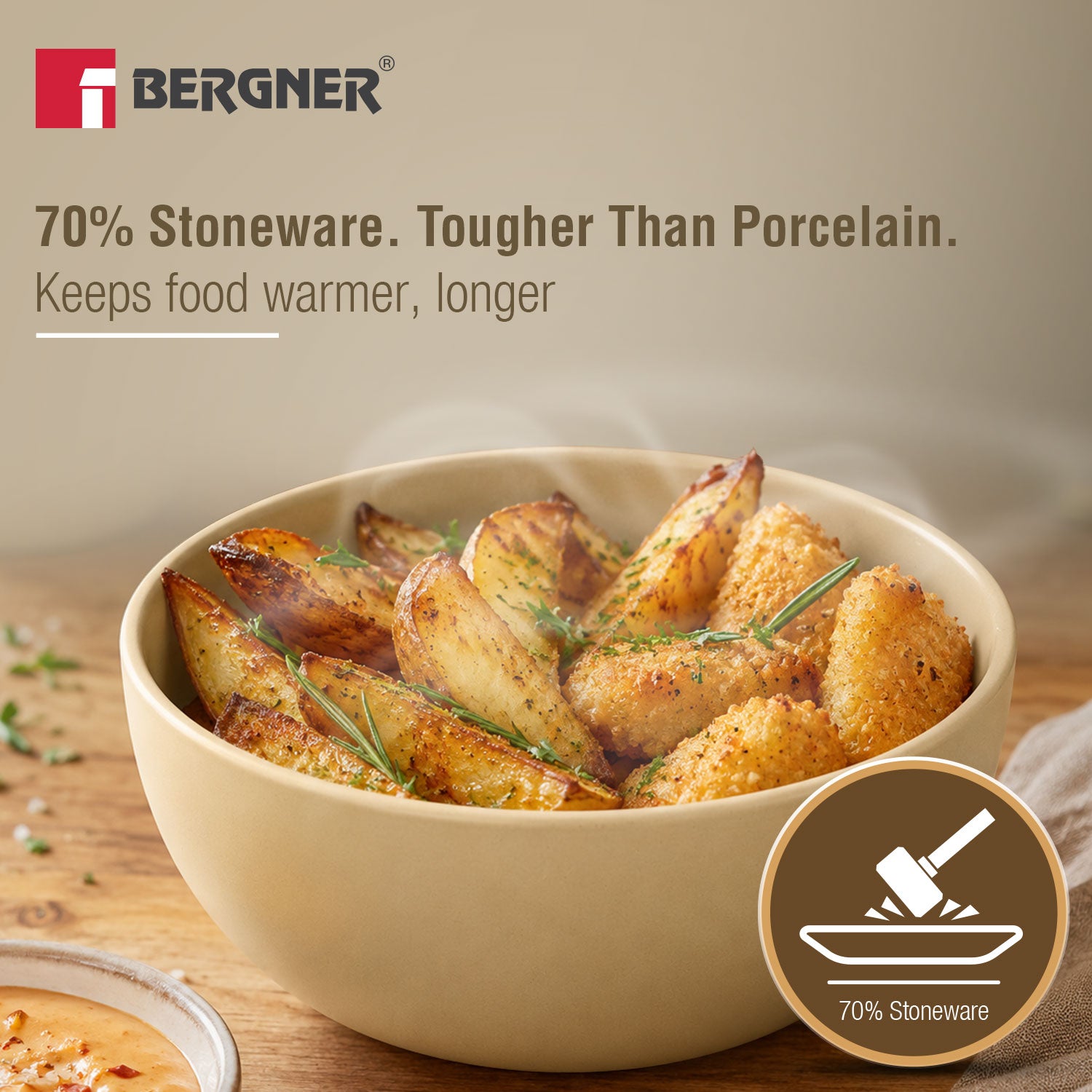 MasterPRO by Bergner Share Play Stoneware 19 Pcs Snackware Set - Warm Beige