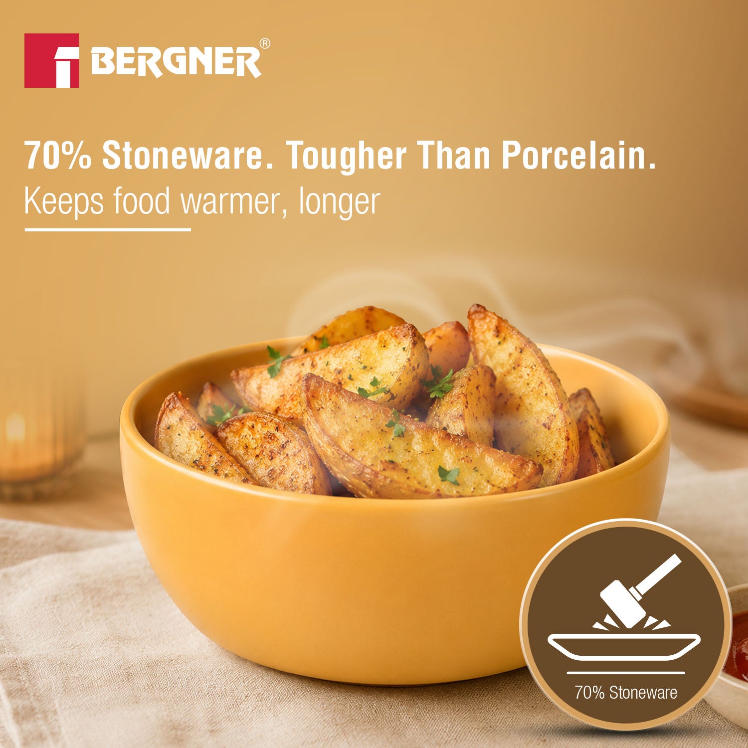 MasterPRO by Bergner Share Play Stoneware 19 Pcs Snackware Set - Mustard Yellow