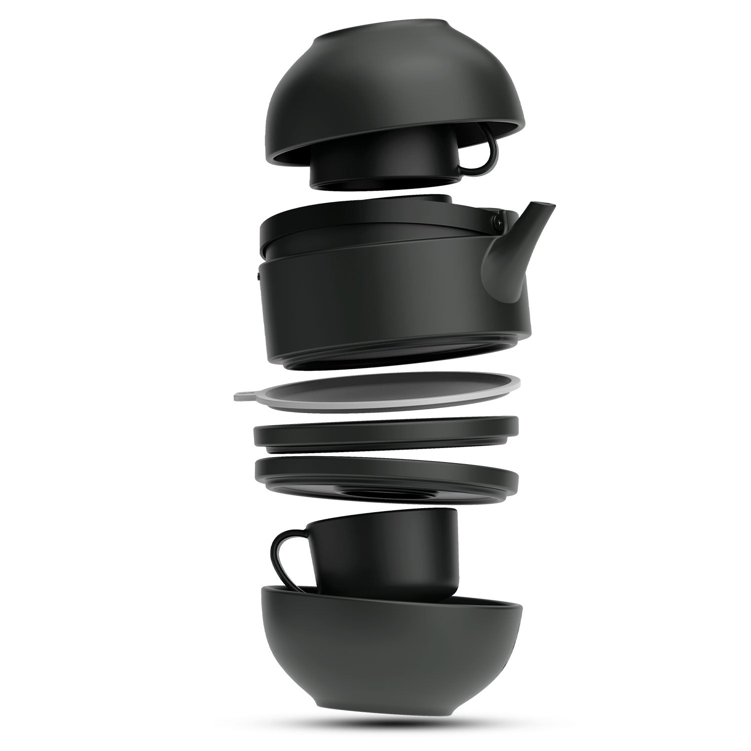 MasterPRO by Bergner Share Play Stoneware 8 Pcs Teaware Set - Matte Black