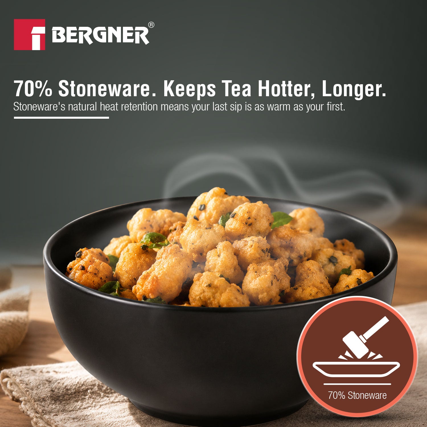 MasterPRO by Bergner Share Play Stoneware 8 Pcs Teaware Set - Matte Black