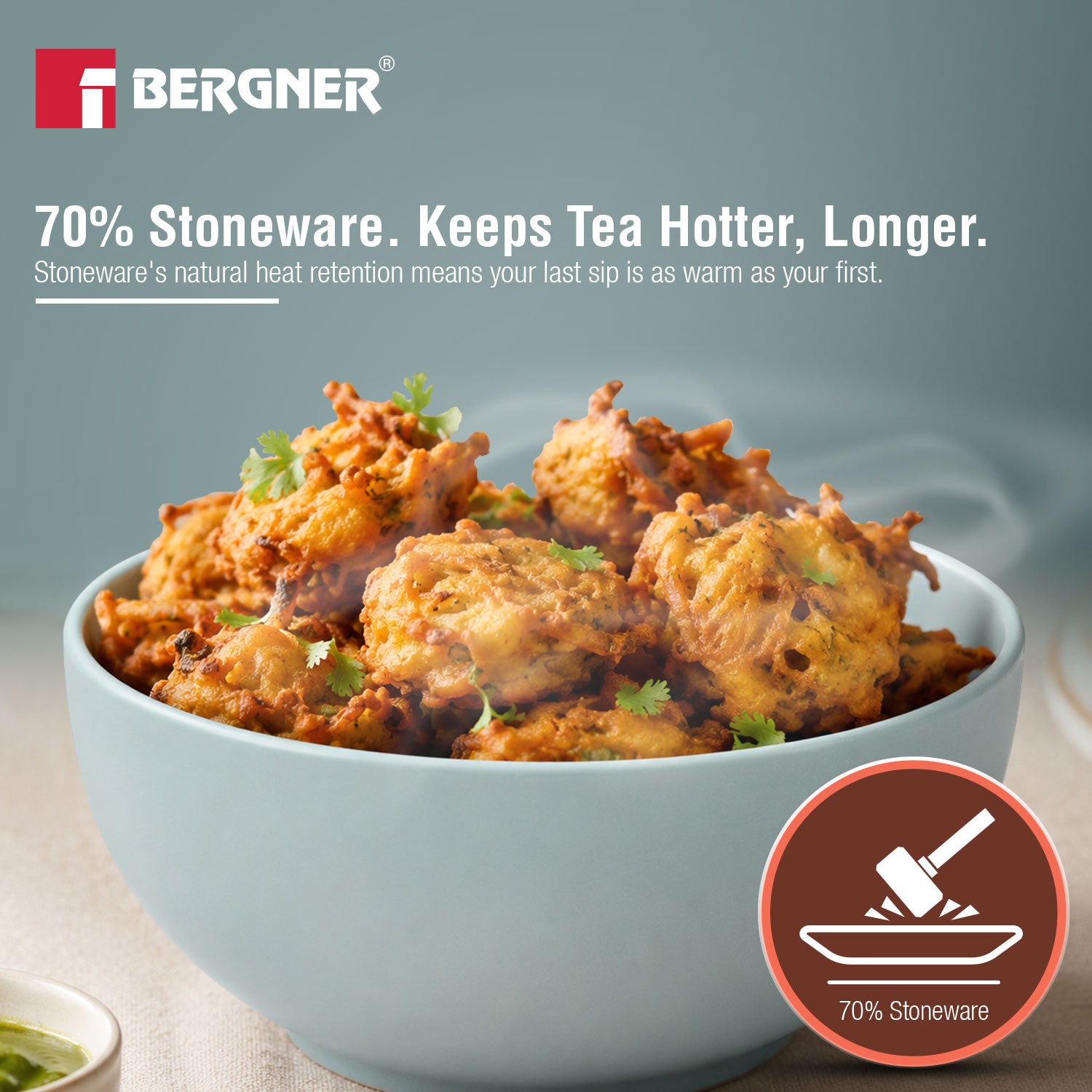 MasterPRO by Bergner Share Play Stoneware 8 Pcs Teaware Set - Dusty Blue