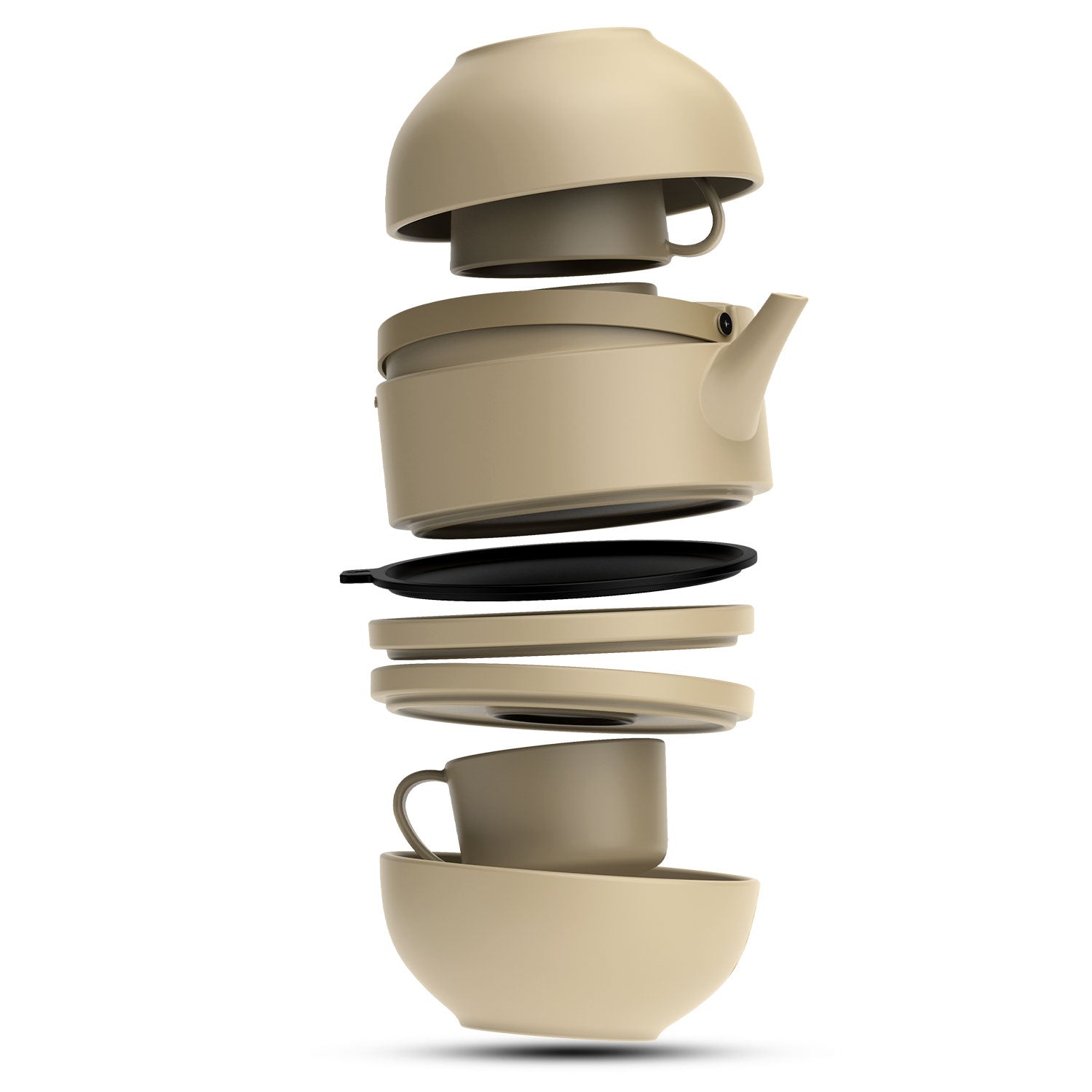 MasterPRO by Bergner Share Play Stoneware 8 Pcs Teaware Set - Warm Beige