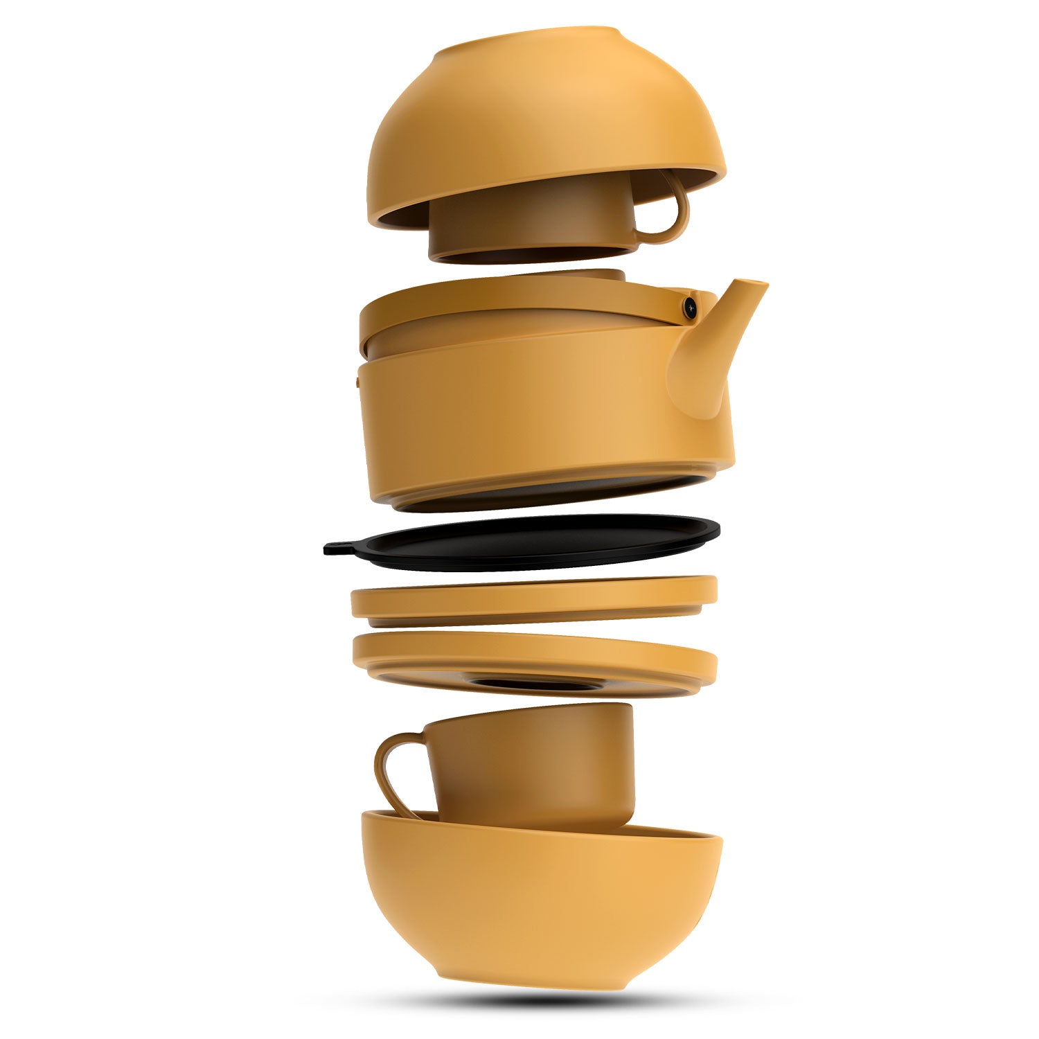 MasterPRO by Bergner Share Play Stoneware 8 Pcs Teaware Set - Mustard Yellow