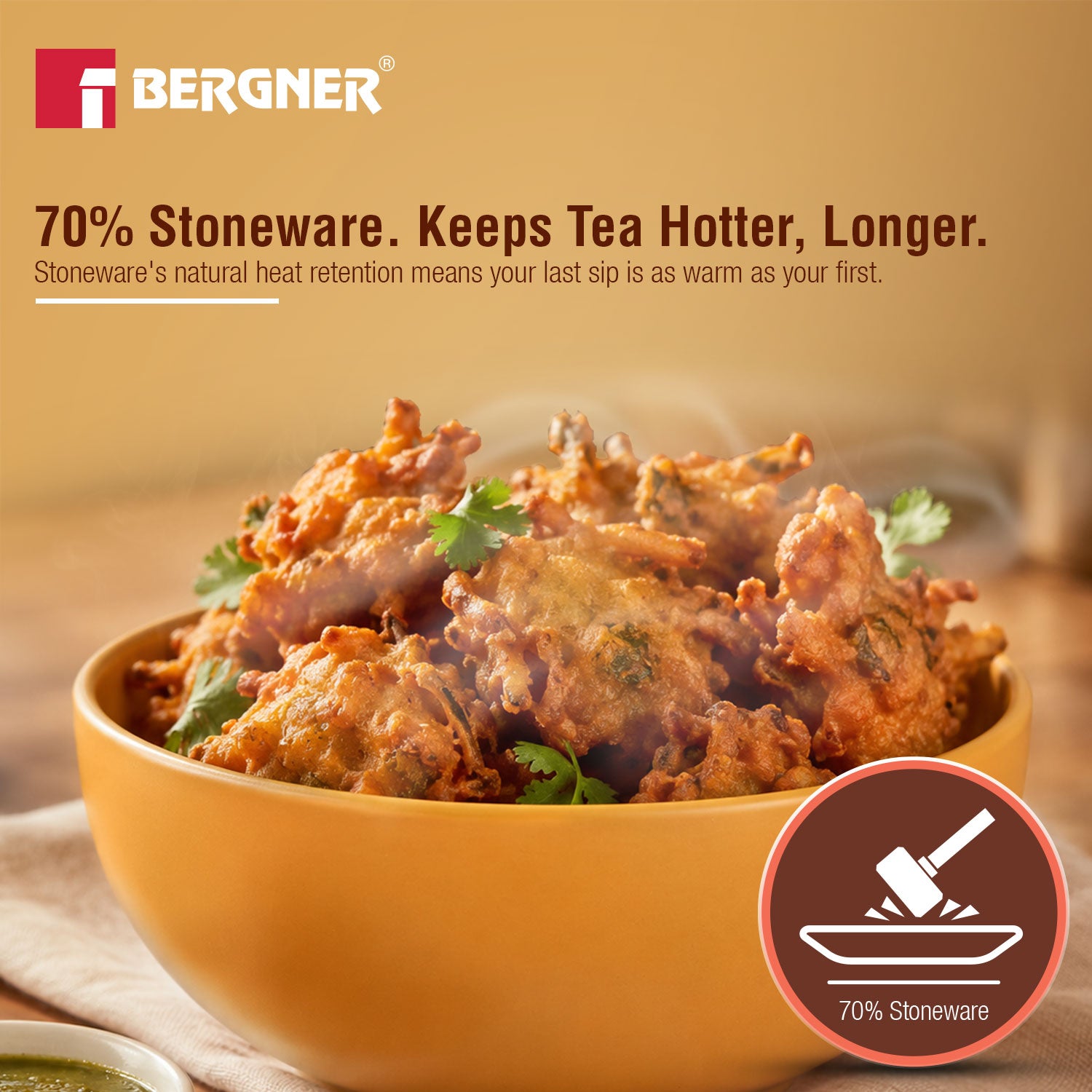 MasterPRO by Bergner Share Play Stoneware 8 Pcs Teaware Set - Mustard Yellow