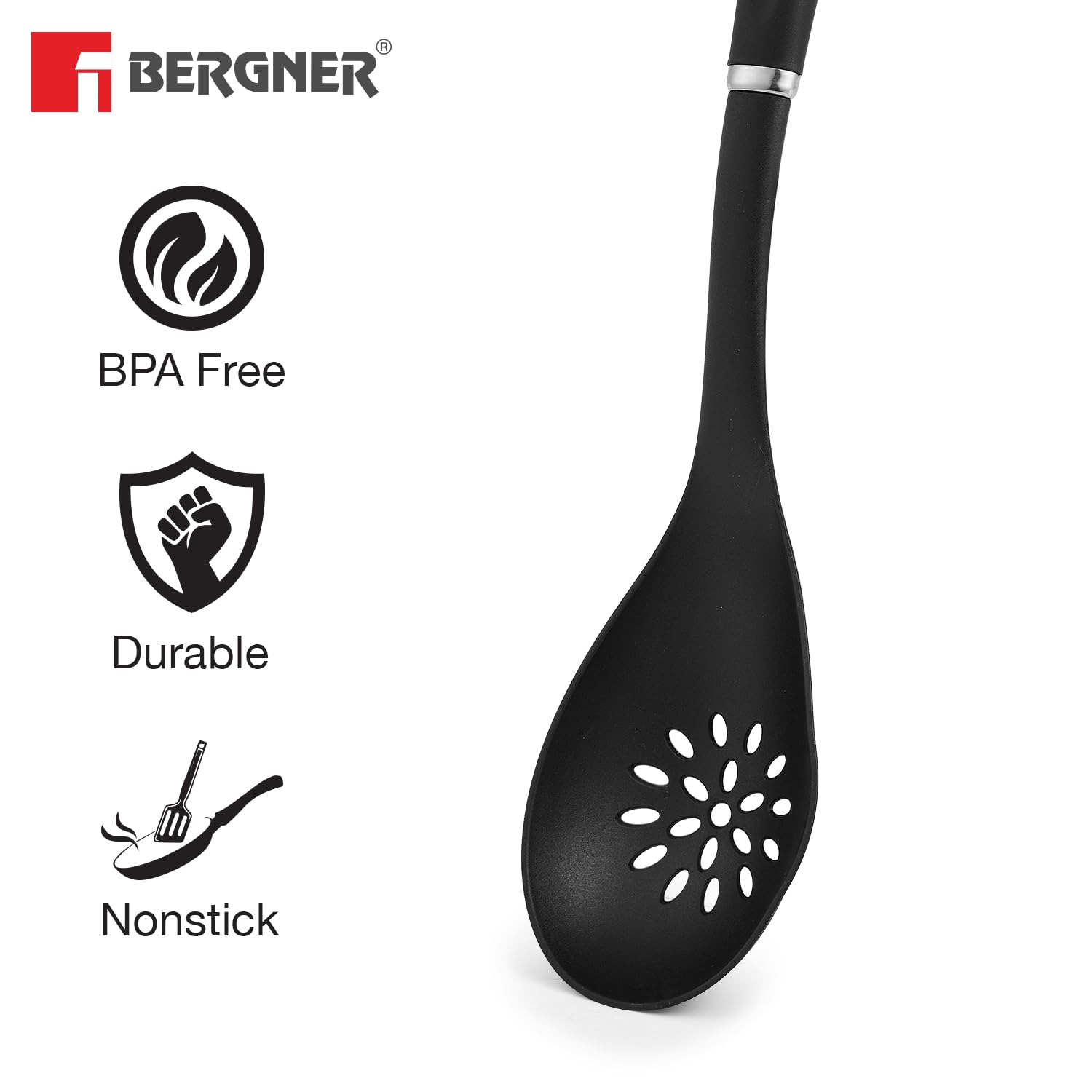 Master Pro Nylon Slotted Spoon (Black)