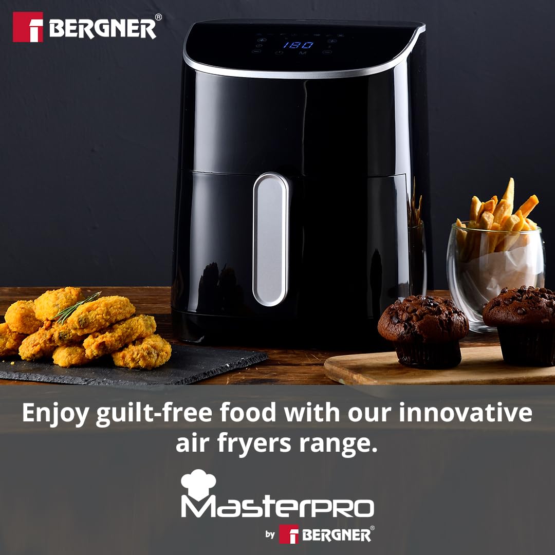 Bergner Master Pro Air Fryer 4.8 Liters (1300 W) with 360 Degree Airflow Technology, Multi Preset Cooking Menu, LED Display, Removable Basket With Nonstick Coating, Cool Touch Housing, 8 in 1 Function