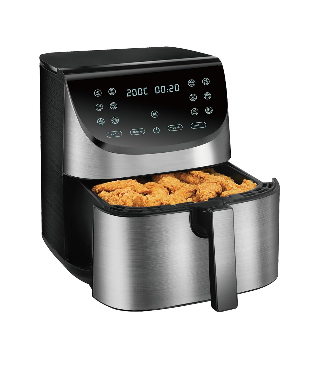 Bergner MasterPro Air Fryer, 1700 W, 7.8 L, Reheat/Roast/Air Fry/Dehydrate/KeepWarm, Air Cook 360 Degree Technology, 12 PreSet Menu,Cool touch Body & Anti Skid Base, Non-Stick Basket, Silver