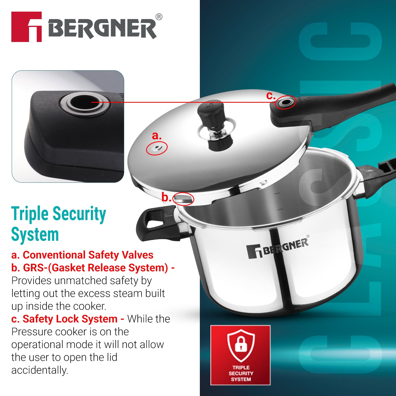 Argent Elements Triply Stainless Steel 3.5 L Outer Lid Pressure Cooker