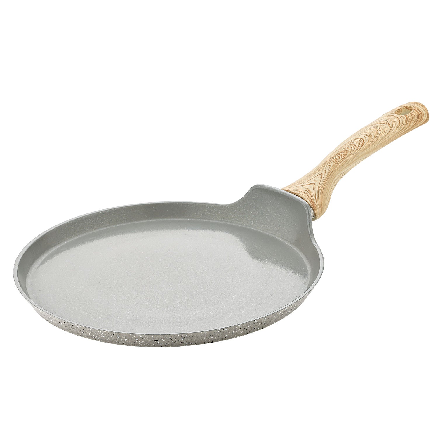 Bergner Naturally Ceramic Forged Aluminium 30cm Flat Dosa Tawa with Soft Touch Handle, Grey Ceramic Coating Inside, Marble Dots Finish Outside - Induction Bottom