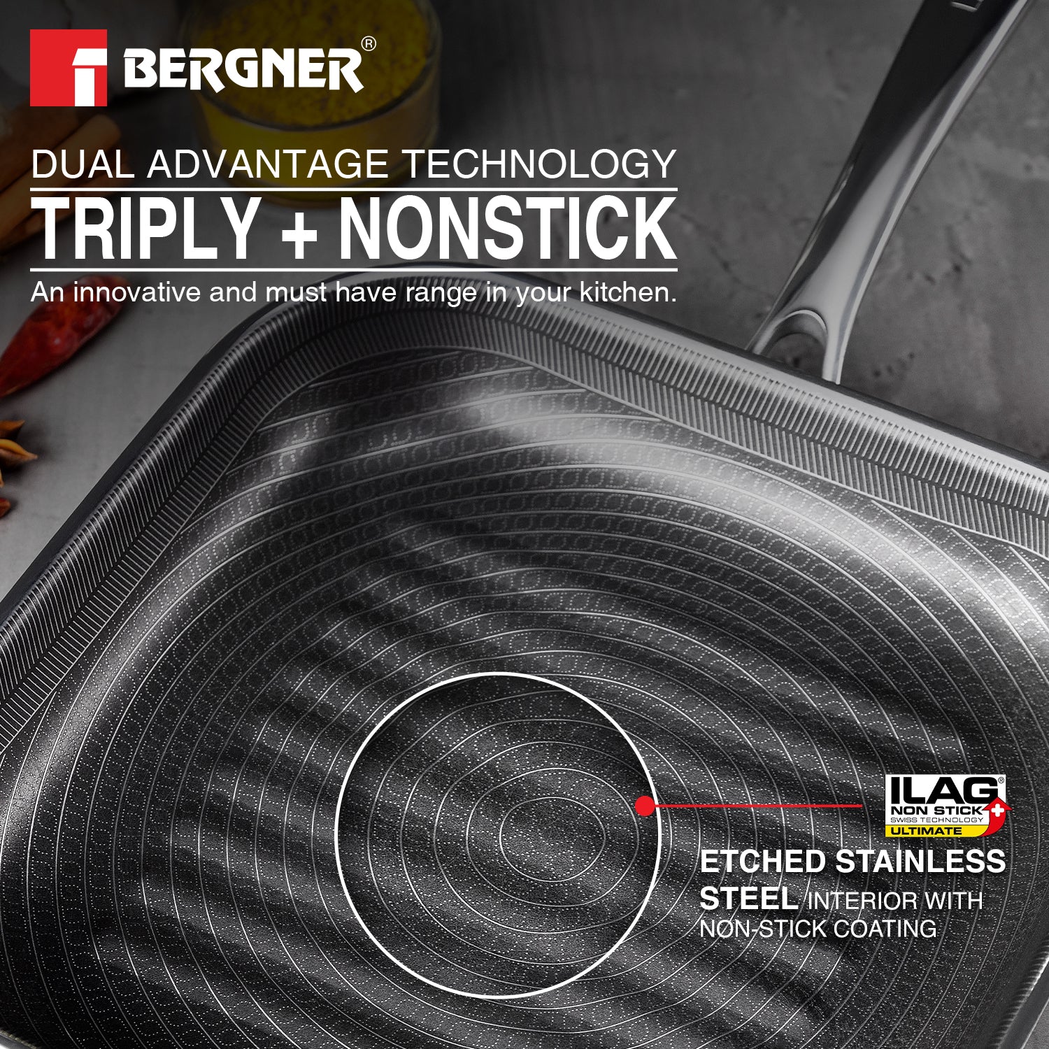 Hi-Tech Giro Triply Grill Pan 24x24cm