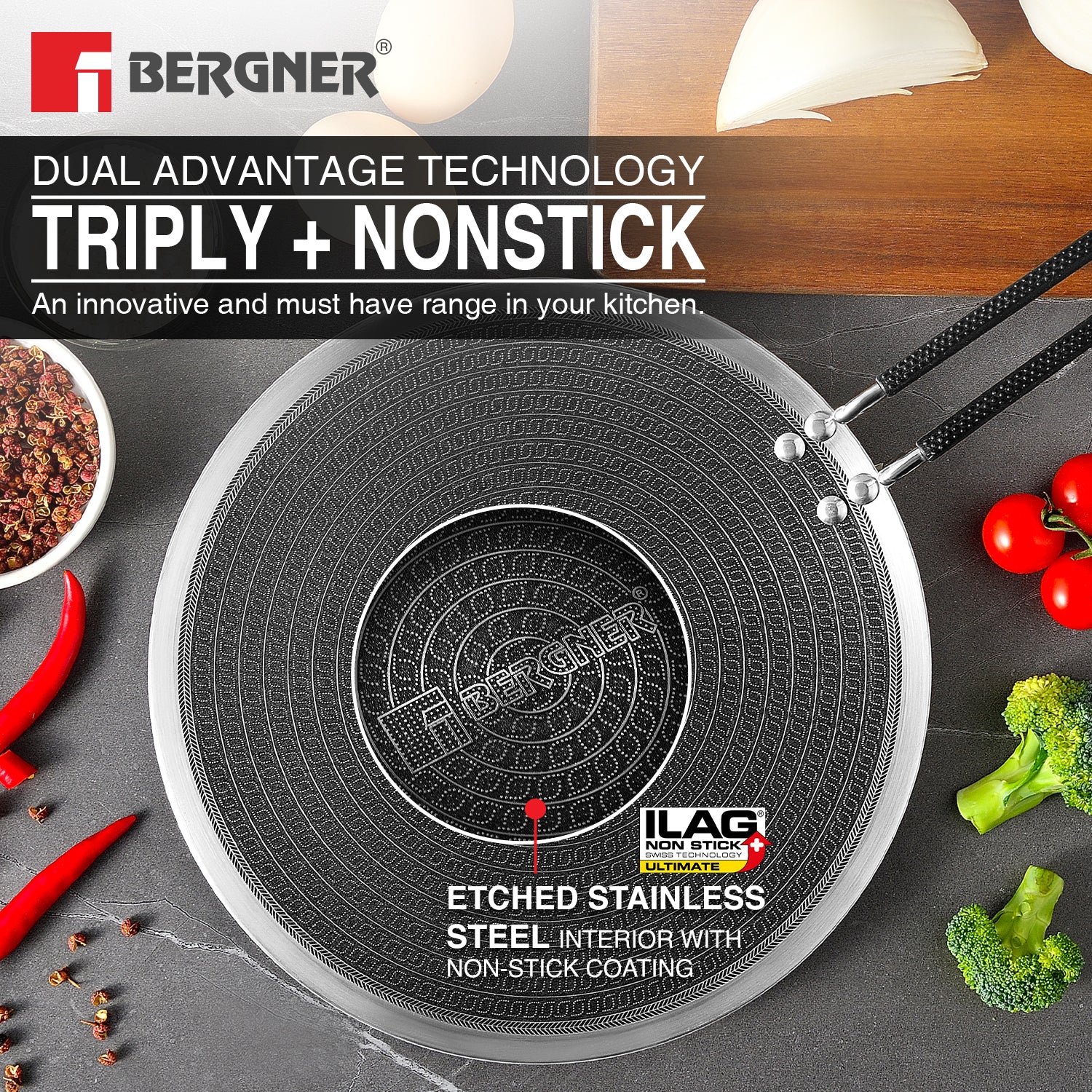 Hi-Tech Giro Tri-Ply Stainless Steel 26cm Non-Stick Roti Tawa